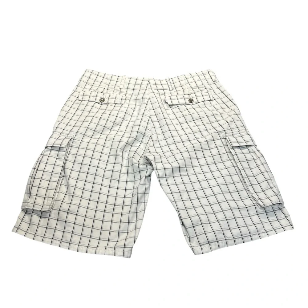 Levis White Label Cargo Utility Shorts Plaid Cotton Mens size 33 Preowned EUC